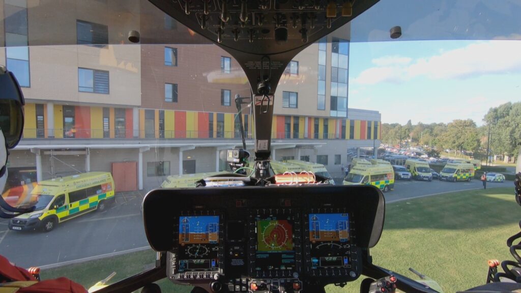 inside the cockpit of the air ambulance