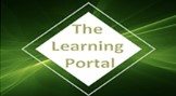 a green rectangle with the words the learning portal written across the middle, against a white diamond background