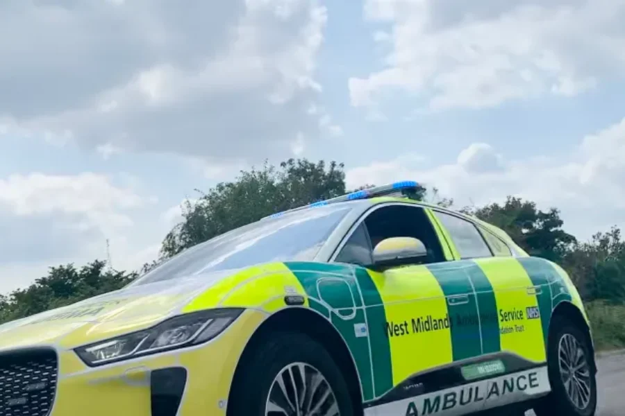 a front side shot of an ambulance responder car.