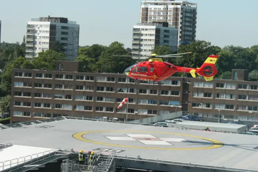 air ambulance landing on hospital roof