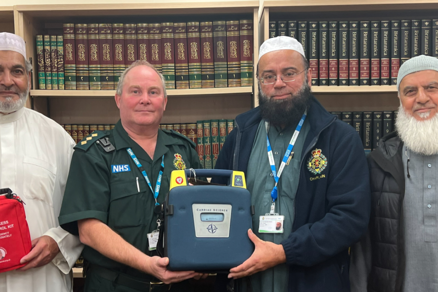 WMAS Community Response Manager, Andy Jeynes, with Imam Mohammad Asam and members of Birmingham Central Mosque