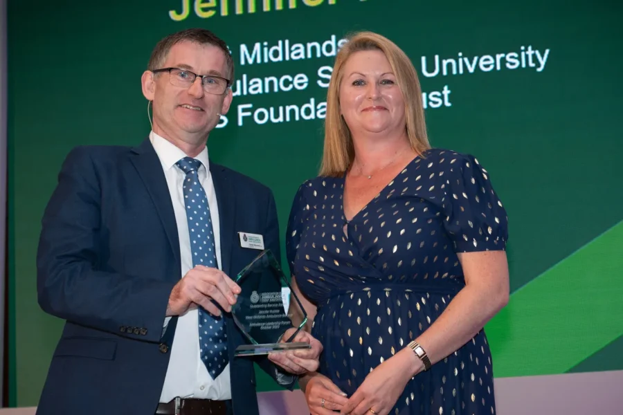 Jenny Hubble receiving her award